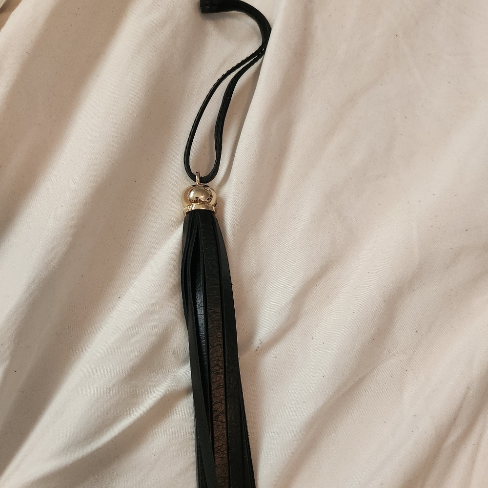 Valentino leather handbag tassel key charm black new